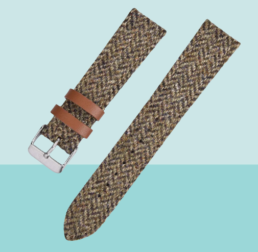 Herringbone and leather tan strap