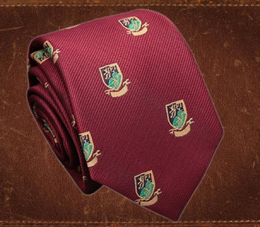 The Classic Burgundy College Tie With Crest