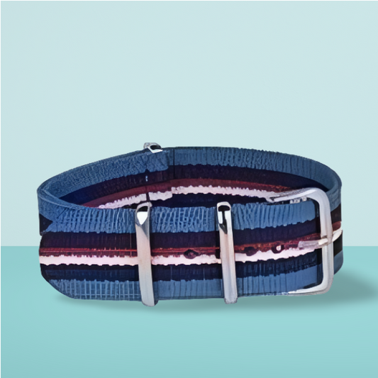 Light Blue, Red, White & Navy classic strap