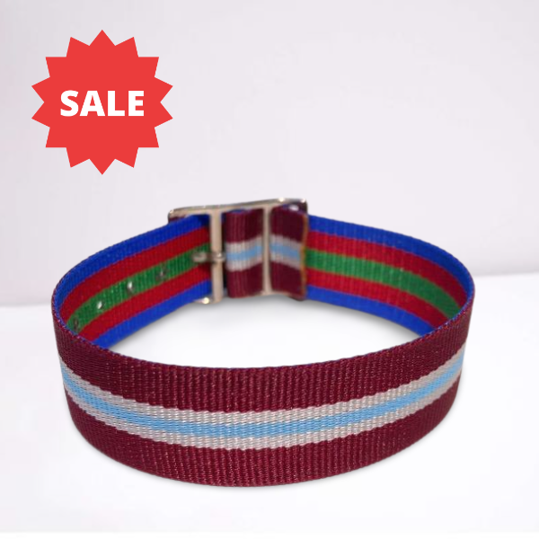 The Burgundy, White & Light Blue/Green, Blue & Red Reversible Strap