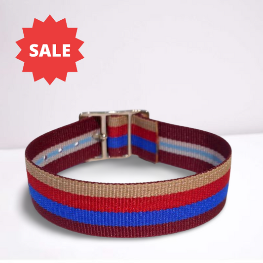 The Burgundy, Red, Blue & Beige/Burgundy, Light Blue & White Reversible Strap