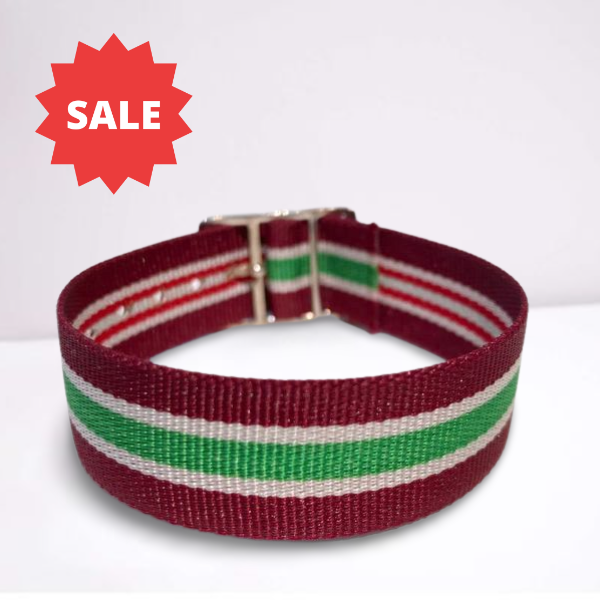 The Burgundy, Green & White/Burgundy, Red & White Reversible Strap